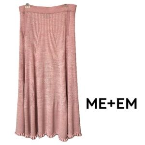 New! ME+EM Knit Maxi A-Line Skirt Ruffled Edge Soft Marled Pink Size UK12/US8